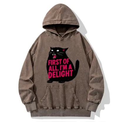 Tokyo-Tiger Roaring Black Cat Washed Hoodie