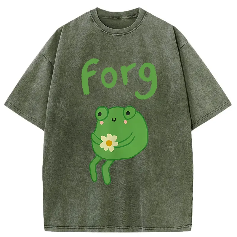 Tokyo-Tiger Cute Forg Funny Washed T-Shirt