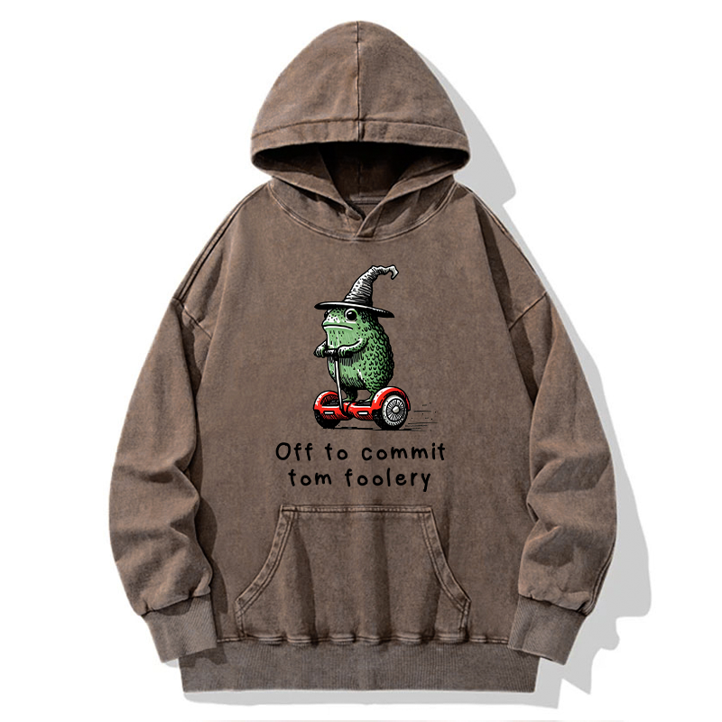 Tokyo-Tiger Frog Riding A Balance Scooter Washed Hoodie