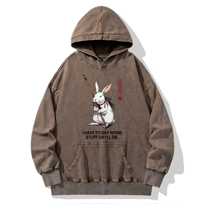 Tokyo-Tiger Rabbit Gotta Say Weird Stuff Or Die Washed Hoodie