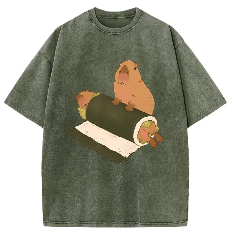 Tokyo-Tiger Capybara Sushi Washed T-Shirt