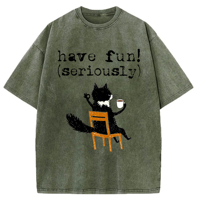 Tokyo-Tiger Have Fun Cat Washed T-Shirt