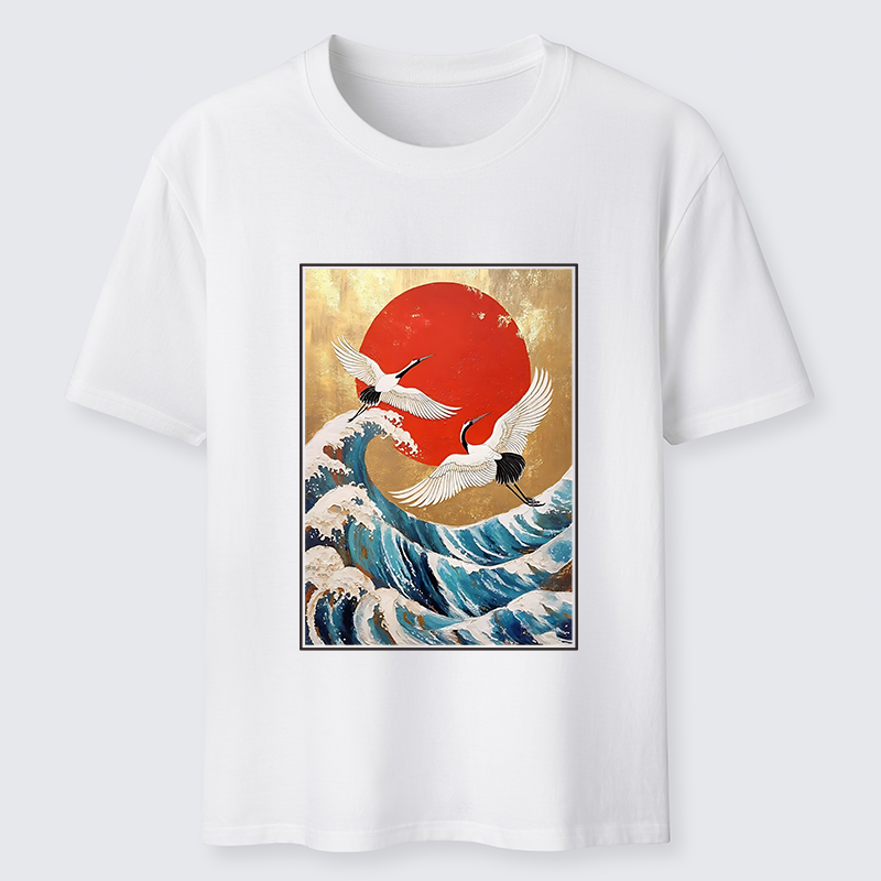 Tokyo-Tiger Cranes And Waves Ukiyo-e Classic T-Shirt