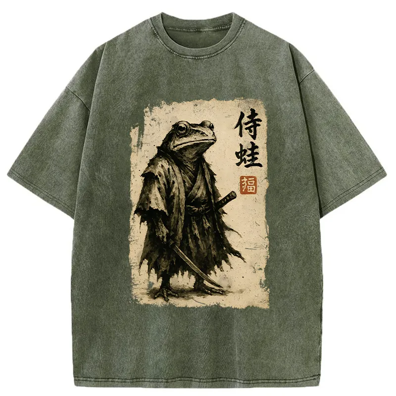 Tokyo-Tiger Retro Frog Samurai Washed T-Shirt
