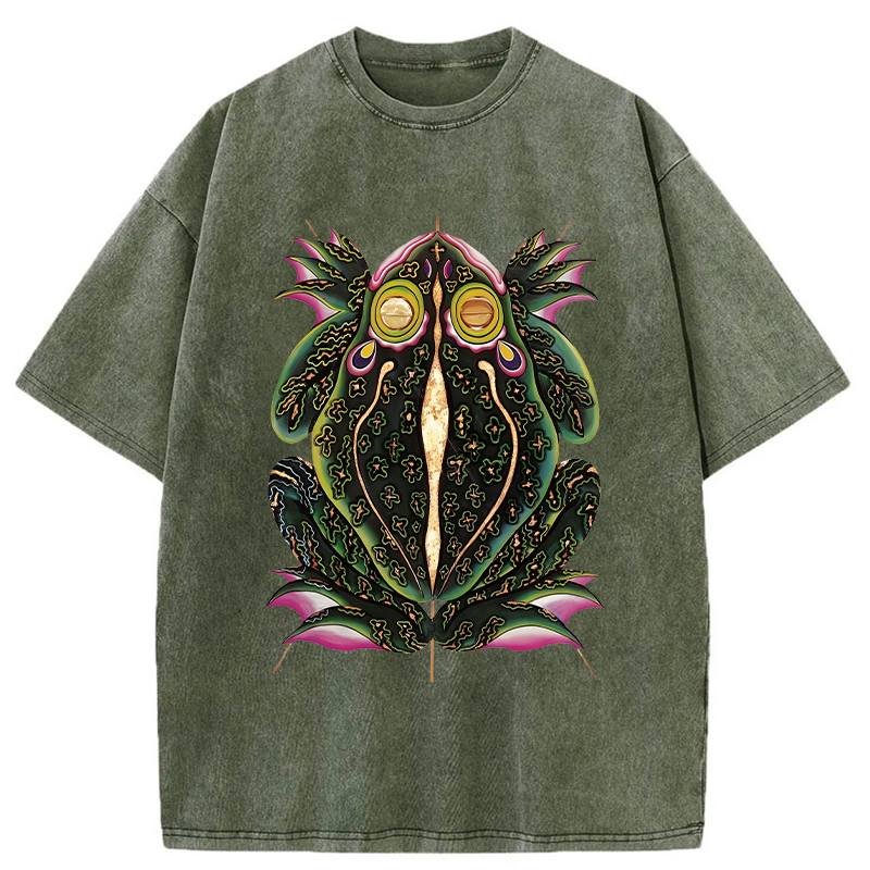 Tokyo-Tiger Retro Weird Frog Washed T-Shirt