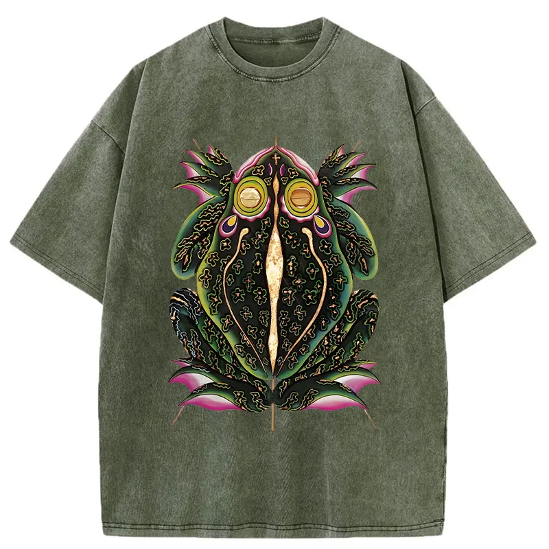Tokyo-Tiger Retro Weird Frog Washed T-Shirt