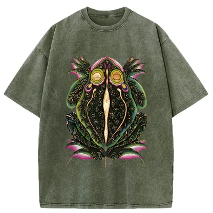 Tokyo-Tiger Retro Weird Frog Washed T-Shirt