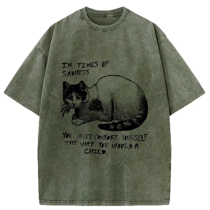 Tokyo-Tiger Comfort Yourself When You're Sad Washed T-Shirt