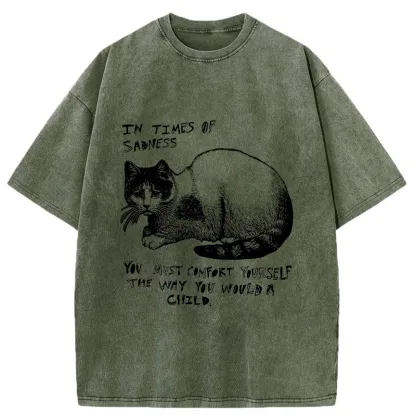 Tokyo-Tiger Comfort Yourself When You're Sad Washed T-Shirt
