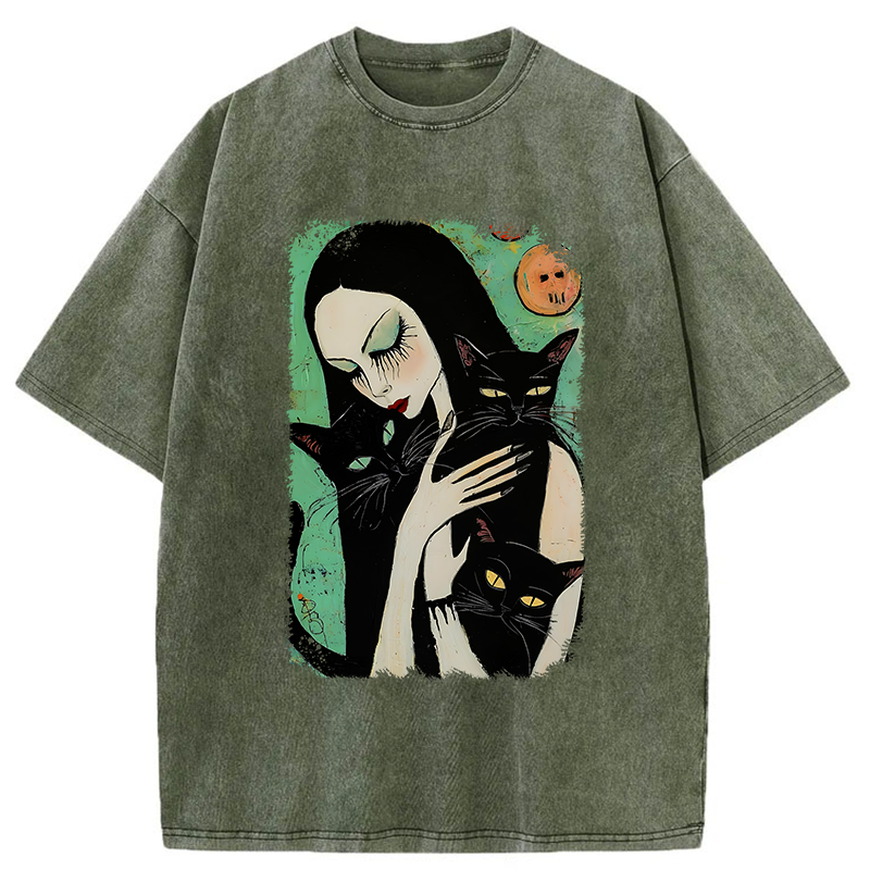 Tokyo-Tiger Me And My Black Cat Washed T-Shirt