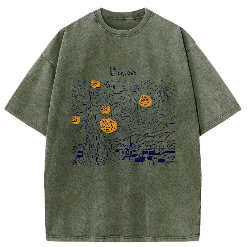 Tokyo-Tiger Minimalist Starry Sky Washed T-Shirt