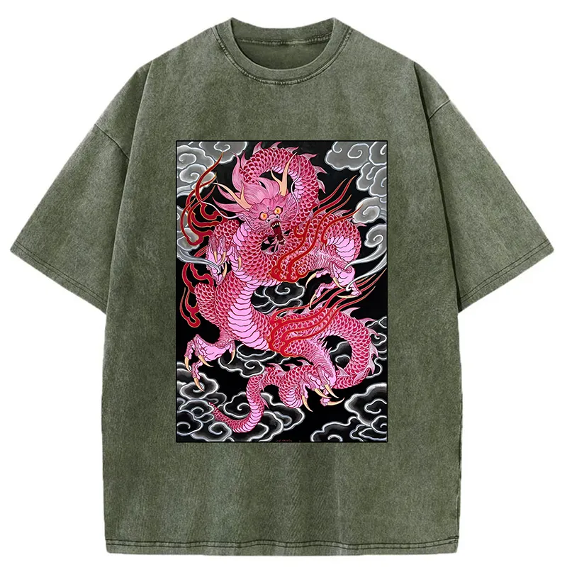 Tokyo-Tiger Pink Dragon Washed T-Shirt