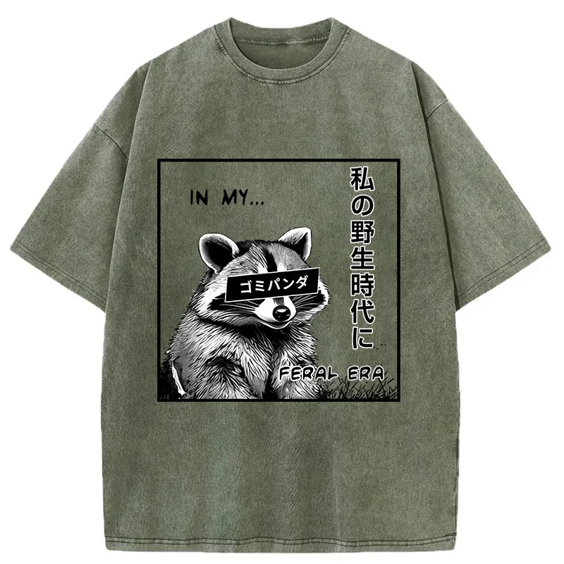 Tokyo-Tiger Japanese Wild Raccoon Washed T-Shirt