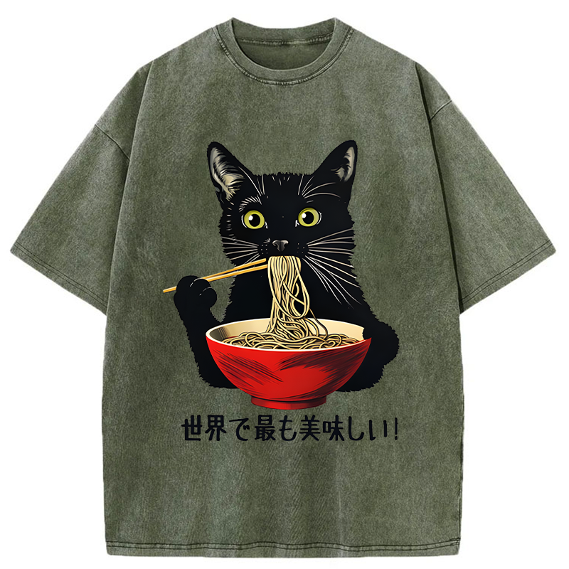 Tokyo-Tiger World's Most Delicious Food Washed T-Shirt