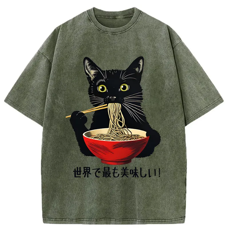Tokyo-Tiger World's Most Delicious Food Washed T-Shirt