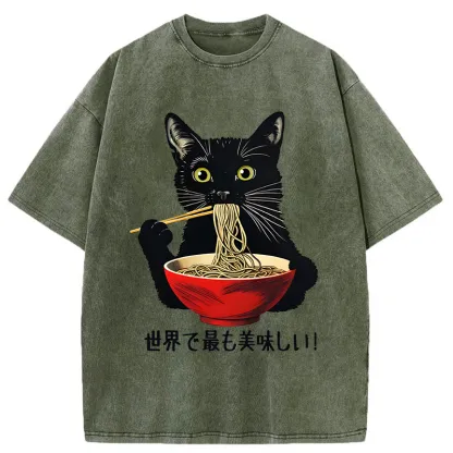 Tokyo-Tiger World's Most Delicious Food Washed T-Shirt