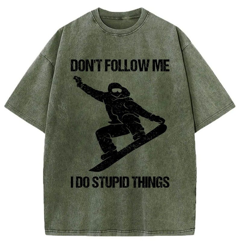 Tokyo-Tiger Winter Extreme Sports Skiing Washed T-Shirt