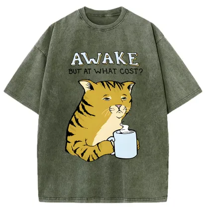 Tokyo-Tiger Tired Orange Cat Washed T-Shirt