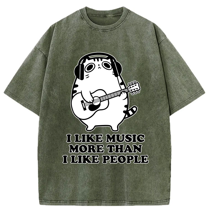 Tokyo-Tiger Music Cat Washed T-Shirt