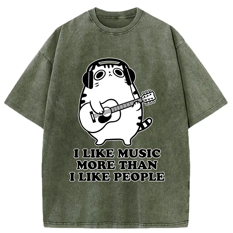 Tokyo-Tiger Music Cat Washed T-Shirt