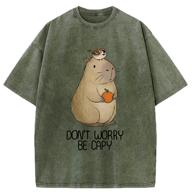 Tokyo-Tiger With Capybaras Around Everything Is Fine. Washed T-Shirt