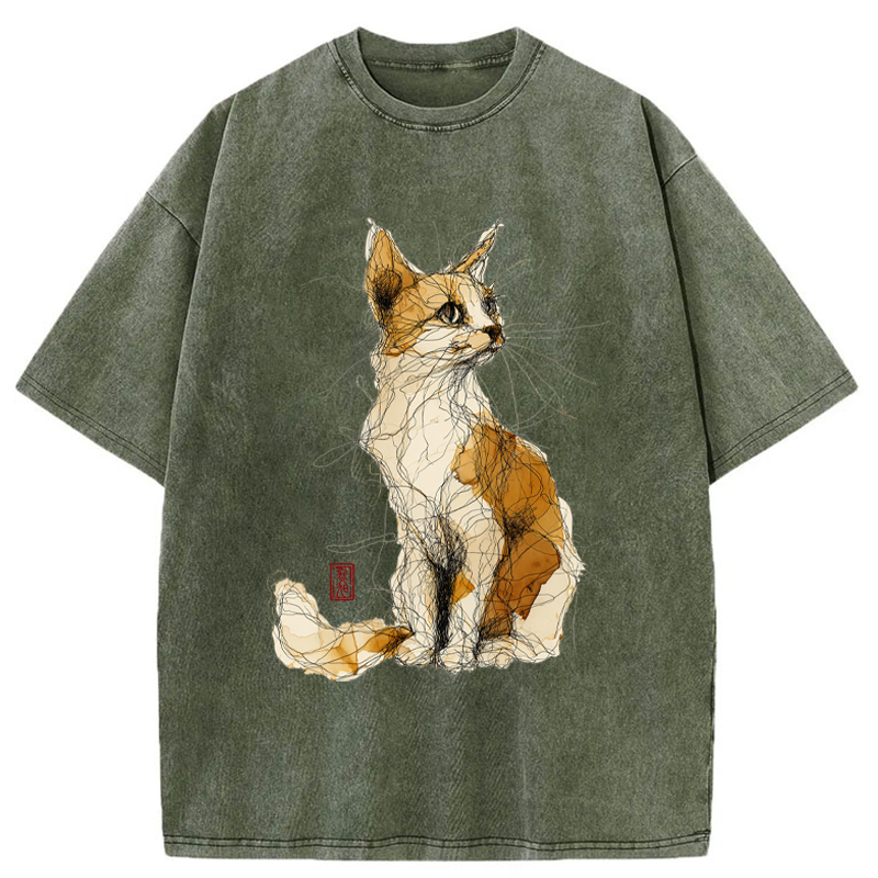 Tokyo-Tiger Untitled Cat Washed T-Shirt