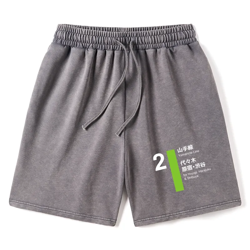 Tokyo-Tiger Yamanote Line Shibuya and Harajuku Washed Shorts