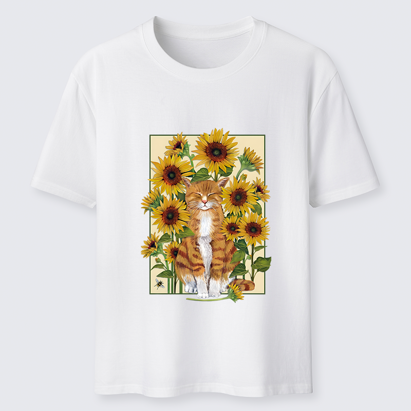 Tokyo-Tiger Sunflower And Orange Cat Classic T-Shirt