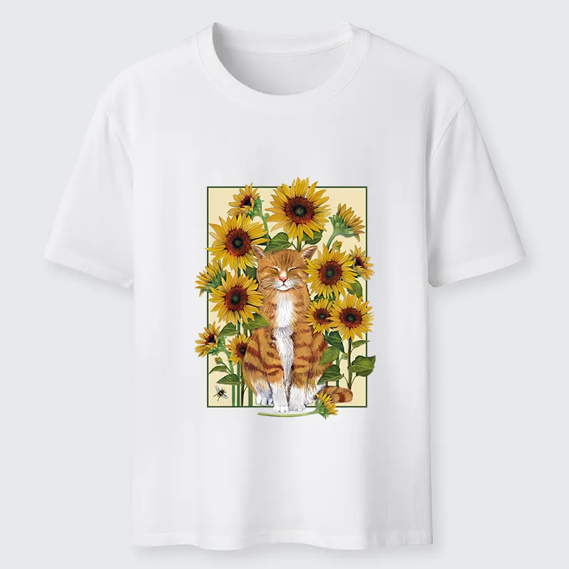 Tokyo-Tiger Sunflower And Orange Cat Classic T-Shirt
