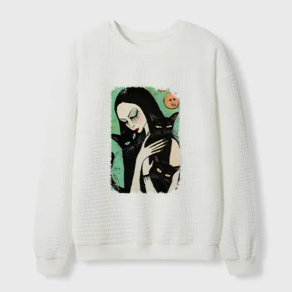 Tokyo-Tiger Me And My Black Cat Waffle Sweatshirt