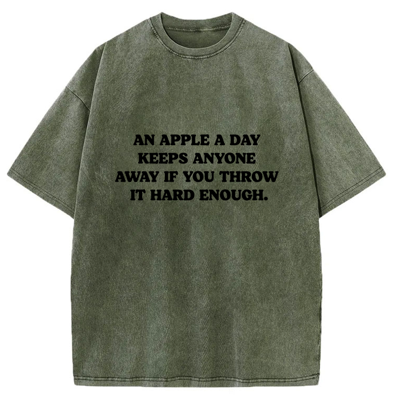 Tokyo-Tiger An Apple A Day Keeps Everything Away Washed T-Shirt