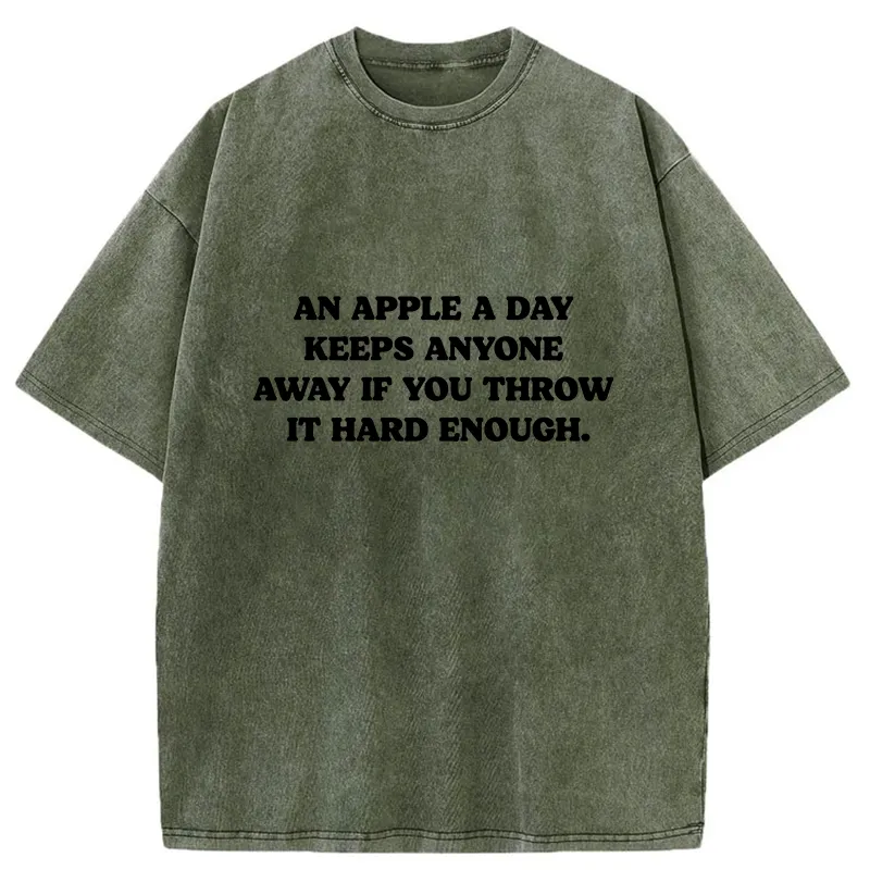 Tokyo-Tiger An Apple A Day Keeps Everything Away Washed T-Shirt