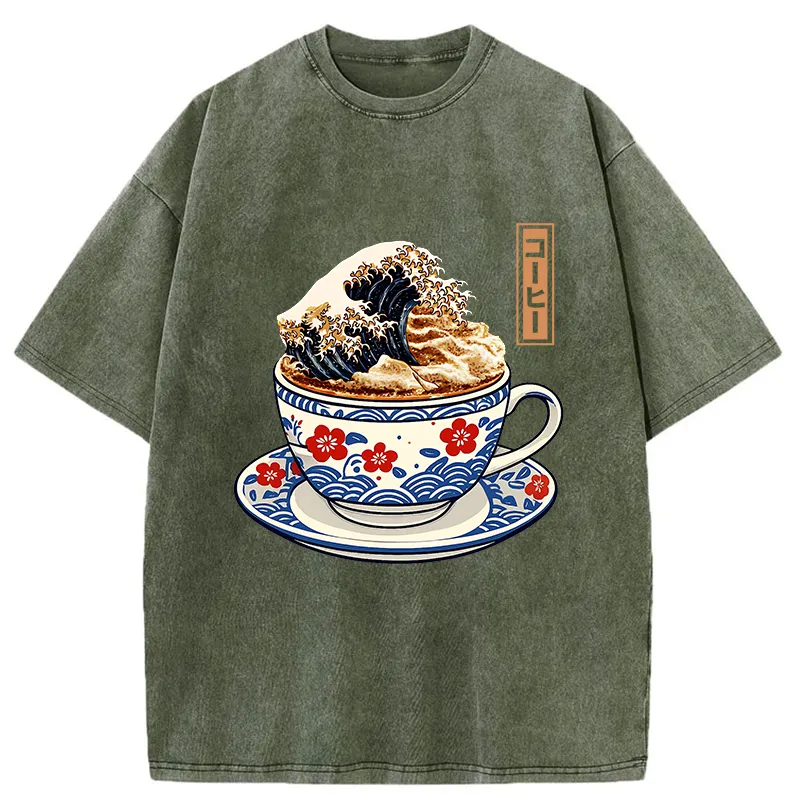 Tokyo-Tiger Coffee Wave Foam Washed T-Shirt