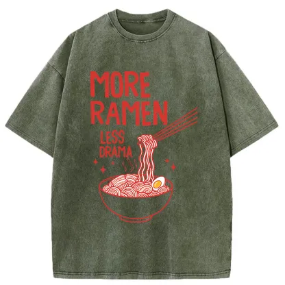 Tokyo-Tiger More Ramen Less Drama Washed T-Shirt