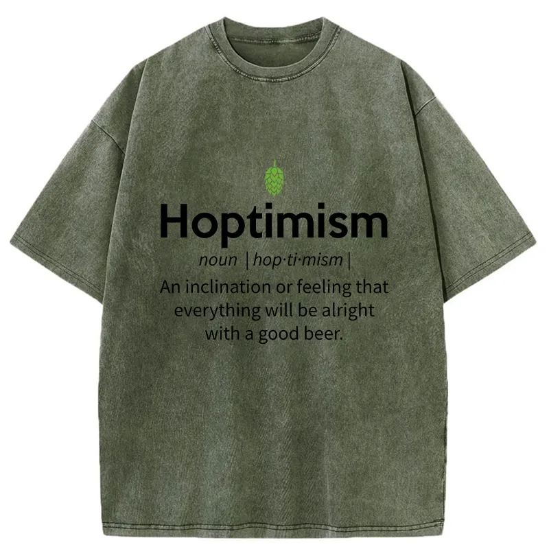 Tokyo-Tiger Hoptimism Beer Drinker Washed T-Shirt