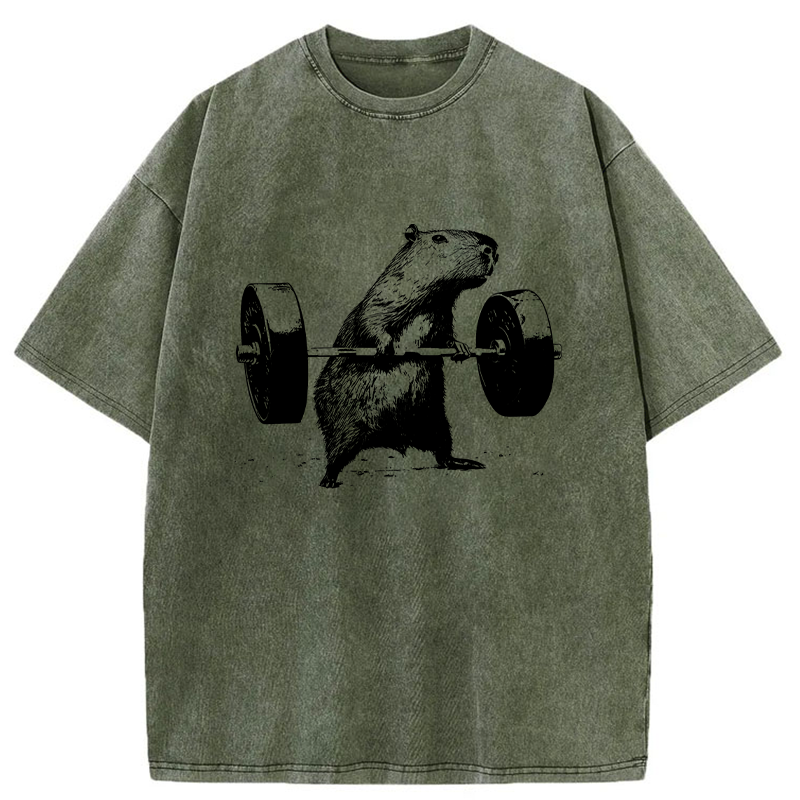 Tokyo-Tiger Capybara Fitness Washed T-Shirt