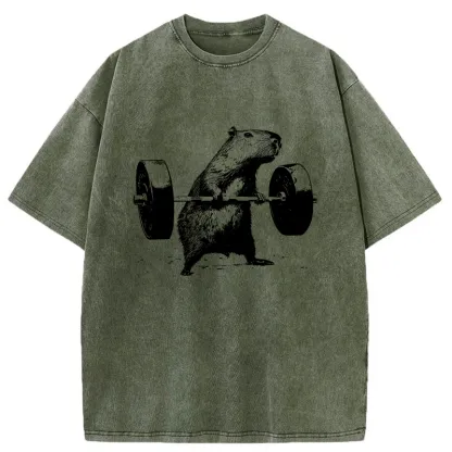 Tokyo-Tiger Capybara Fitness Washed T-Shirt