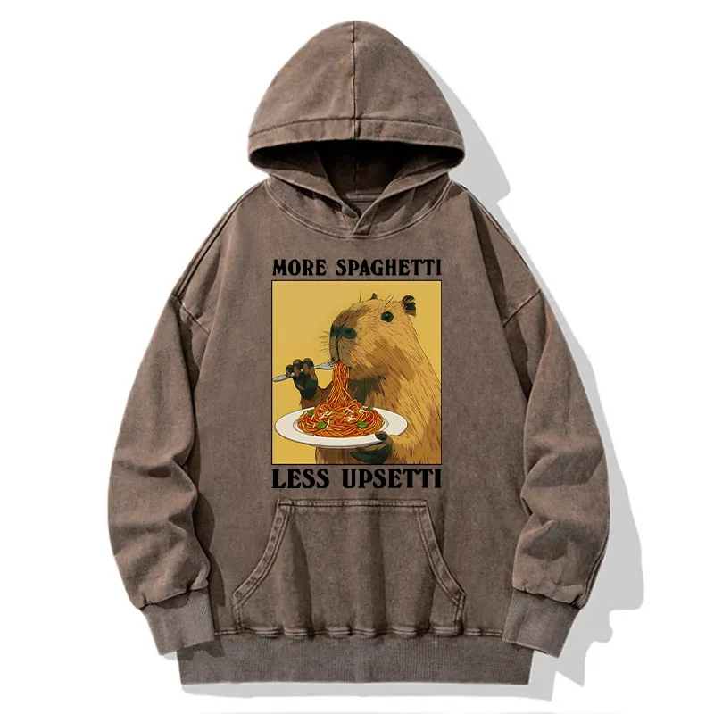 Tokyo-Tiger Capybara Eating Pasta Washed Hoodie