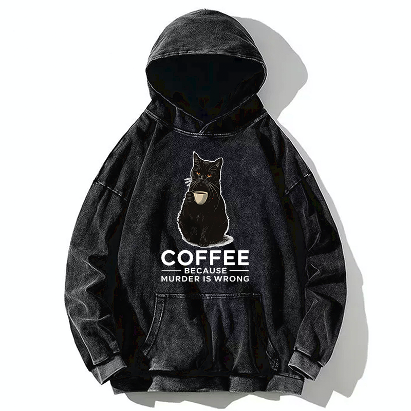 Tokyo-Tiger Can't Commit Murder So I'll Drink Coffee Washed Hoodie