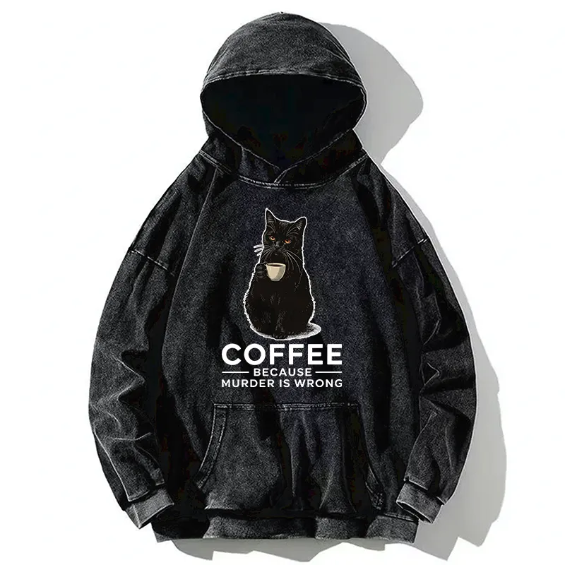 Tokyo-Tiger Can't Commit Murder So I'll Drink Coffee Washed Hoodie