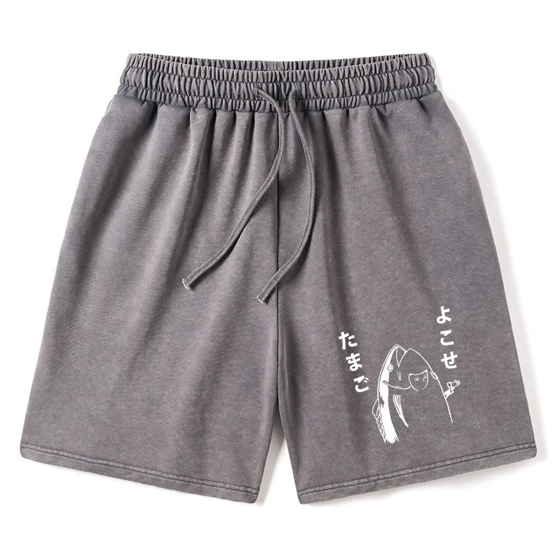 Tokyo-Tiger Give Me Egg Japanese Fish Washed Shorts