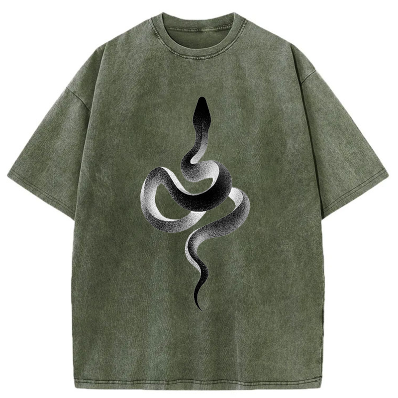Tokyo-Tiger Retro Art Snake Washed T-Shirt