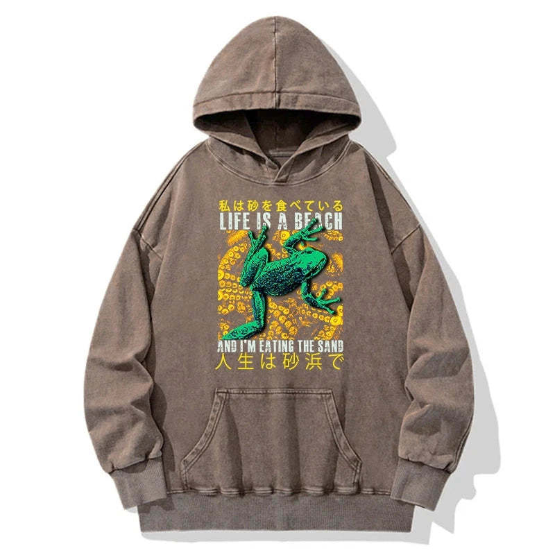 Tokyo-Tiger Life Is A Beach I'M Eating The Sand Washed Hoodie Sale