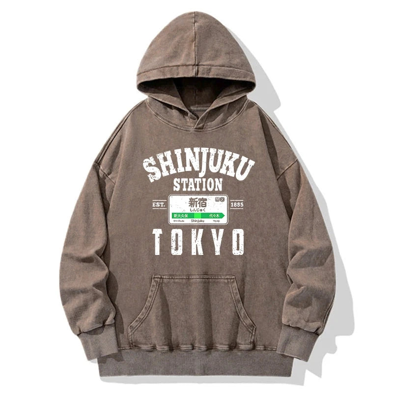 Tokyo-Tiger Shinjuku Station Yamanote Line Washed Hoodie