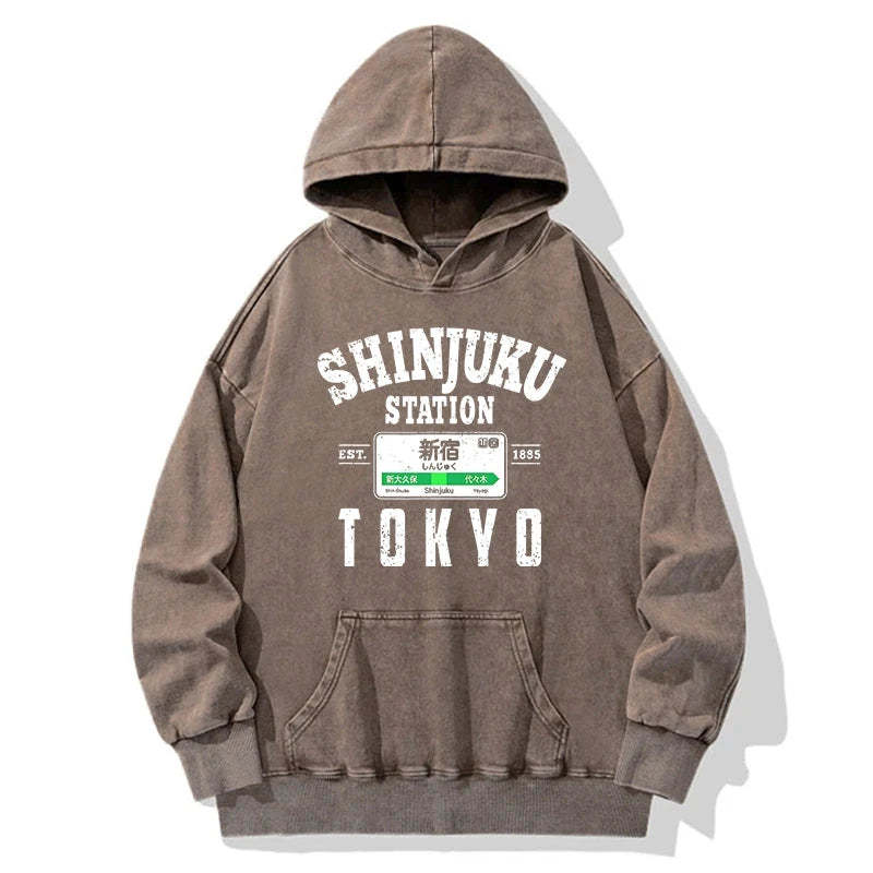 Tokyo-Tiger Shinjuku Station Yamanote Line Washed Hoodie