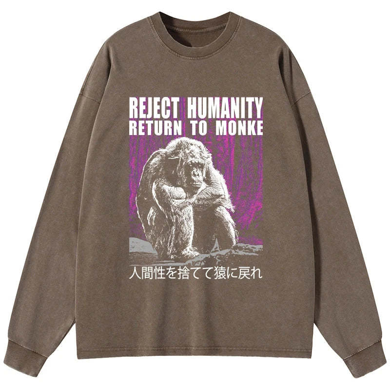 Tokyo-Tiger Reject Humanity Return To Monkey Washed Long Sleeve T-Shirt Sale