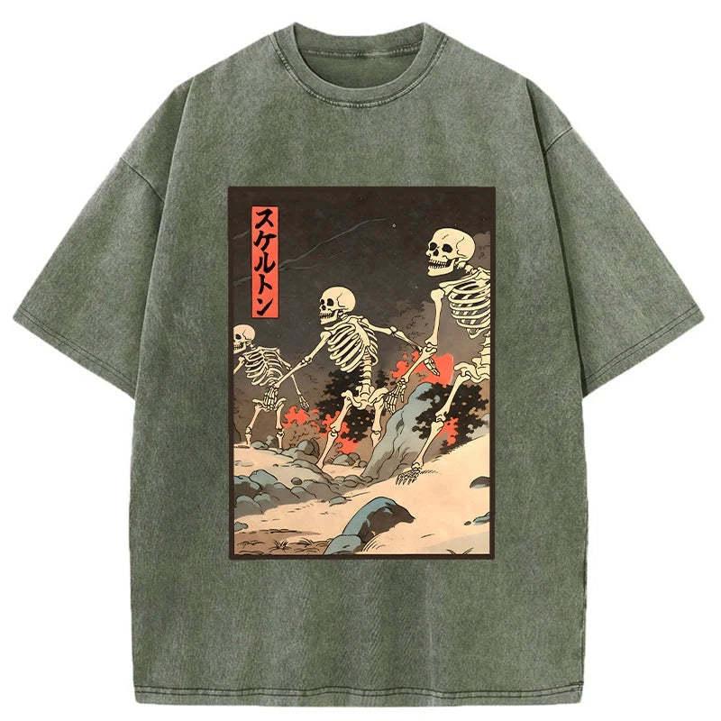 Tokyo-Tiger Japanese Rising Skeletons Washed T-Shirt