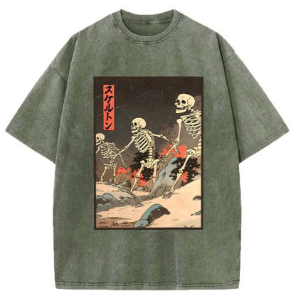 Tokyo-Tiger Japanese Rising Skeletons Washed T-Shirt