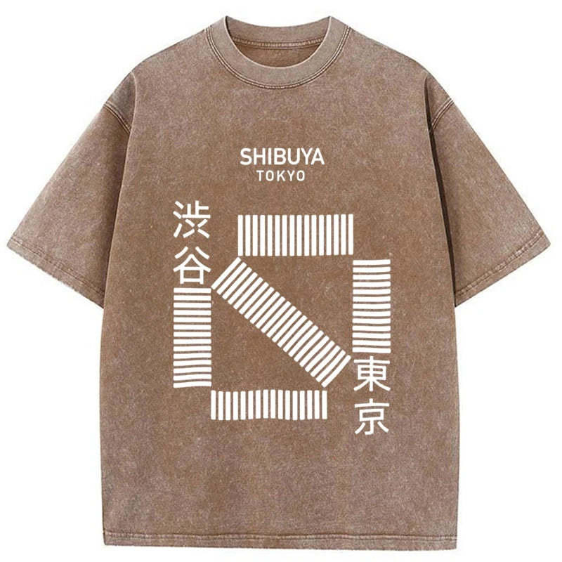 Tokyo-Tiger Japanese Shibuya Crossing Washed T-Shirt