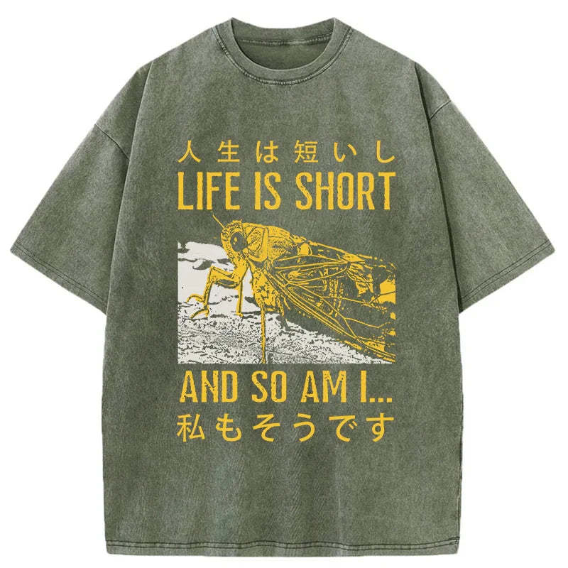 Tokyo-Tiger A Grasshopper With A Short Life Washed T-Shirt